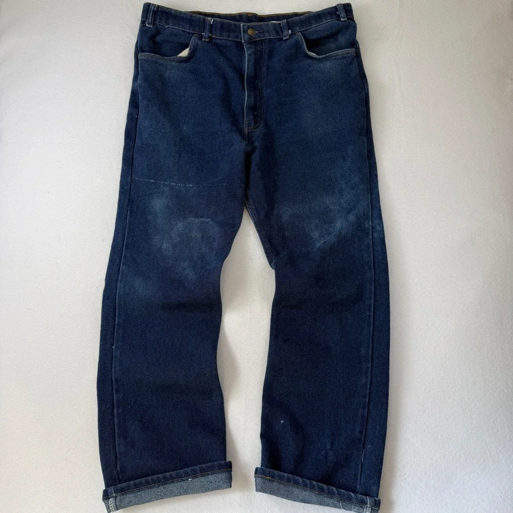 Vintage Levis Blue Tab Jeans Mens 36x30 Relaxed Straight Dark Wash Batwing Tag